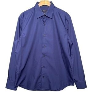 Givenchy Paris Men’s Size 41 16 Navy Midnight Blue Long Sleeve Button Down Shirt